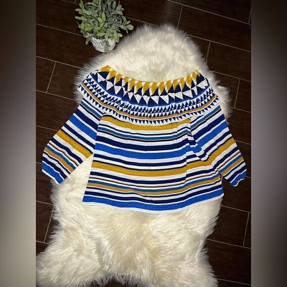 Chico’s Graphic Off-The-Shoulder Top sz XL - Picture 2 of 8